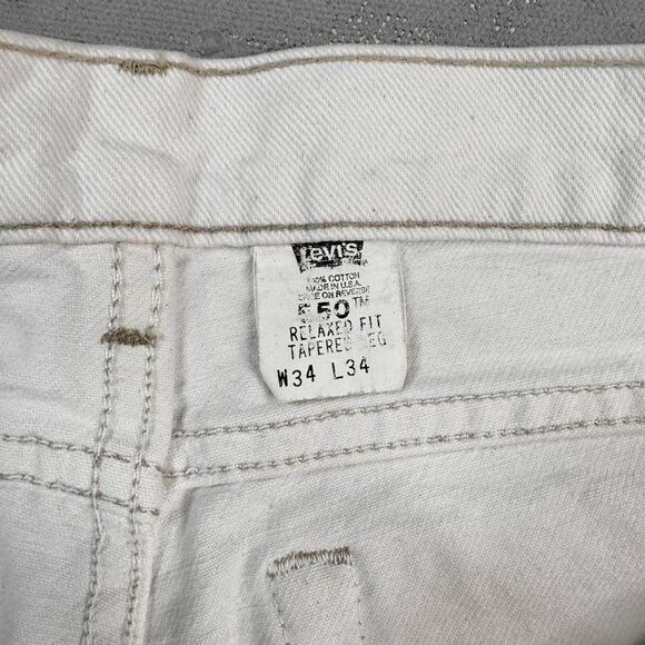 Vintage 1995 Levi's 550 Off-White Denim Jeans MADE IN USA Fit 32 x 33 - Picture 4 of 8